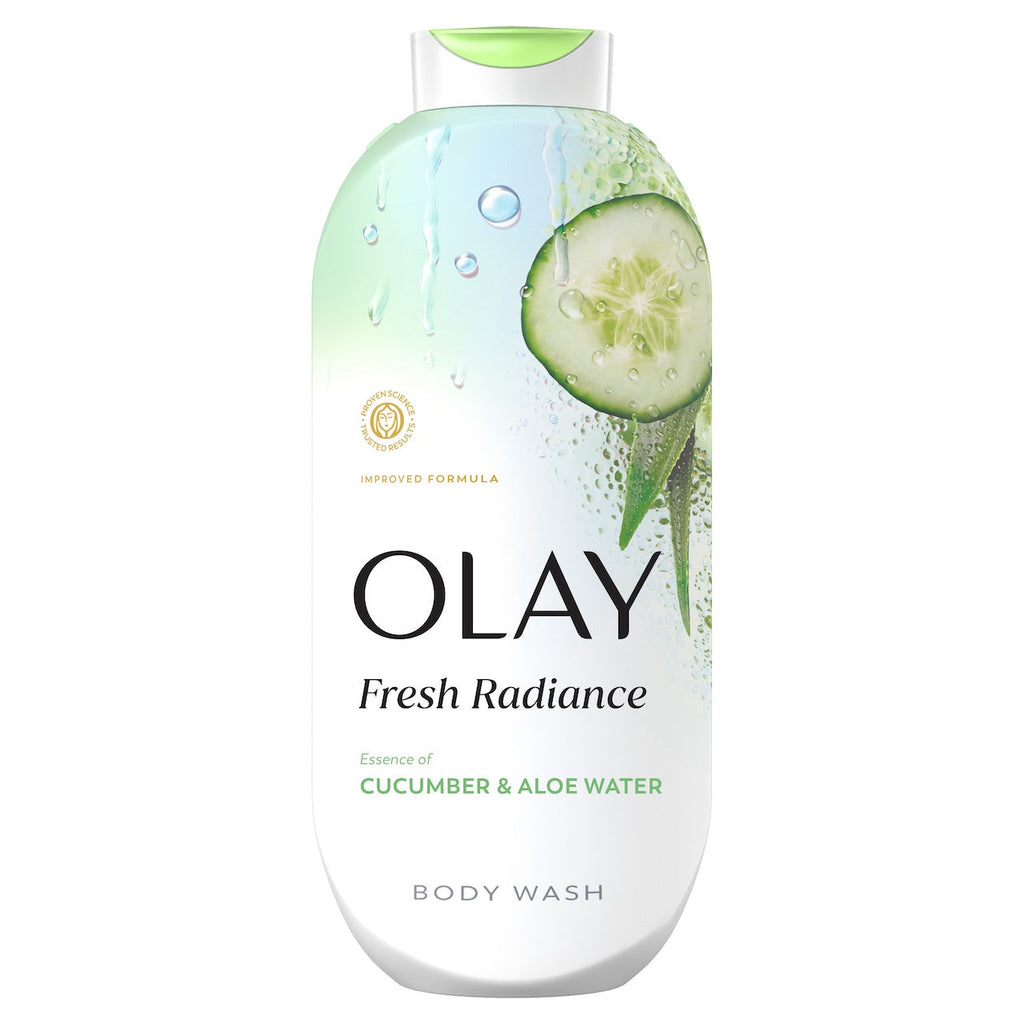 Olay Fresh Radiance Body Wash with Essence of Cucumber and Aloe Water. Vitamin B3 & Antioxidant Blend