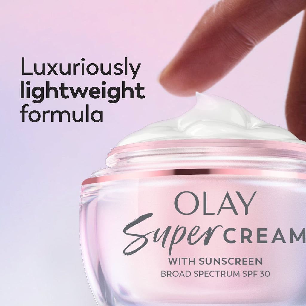 Olay Super Cream with Sunscreen SPF 30. Ultra Lightweight SPF Face Moisturizer