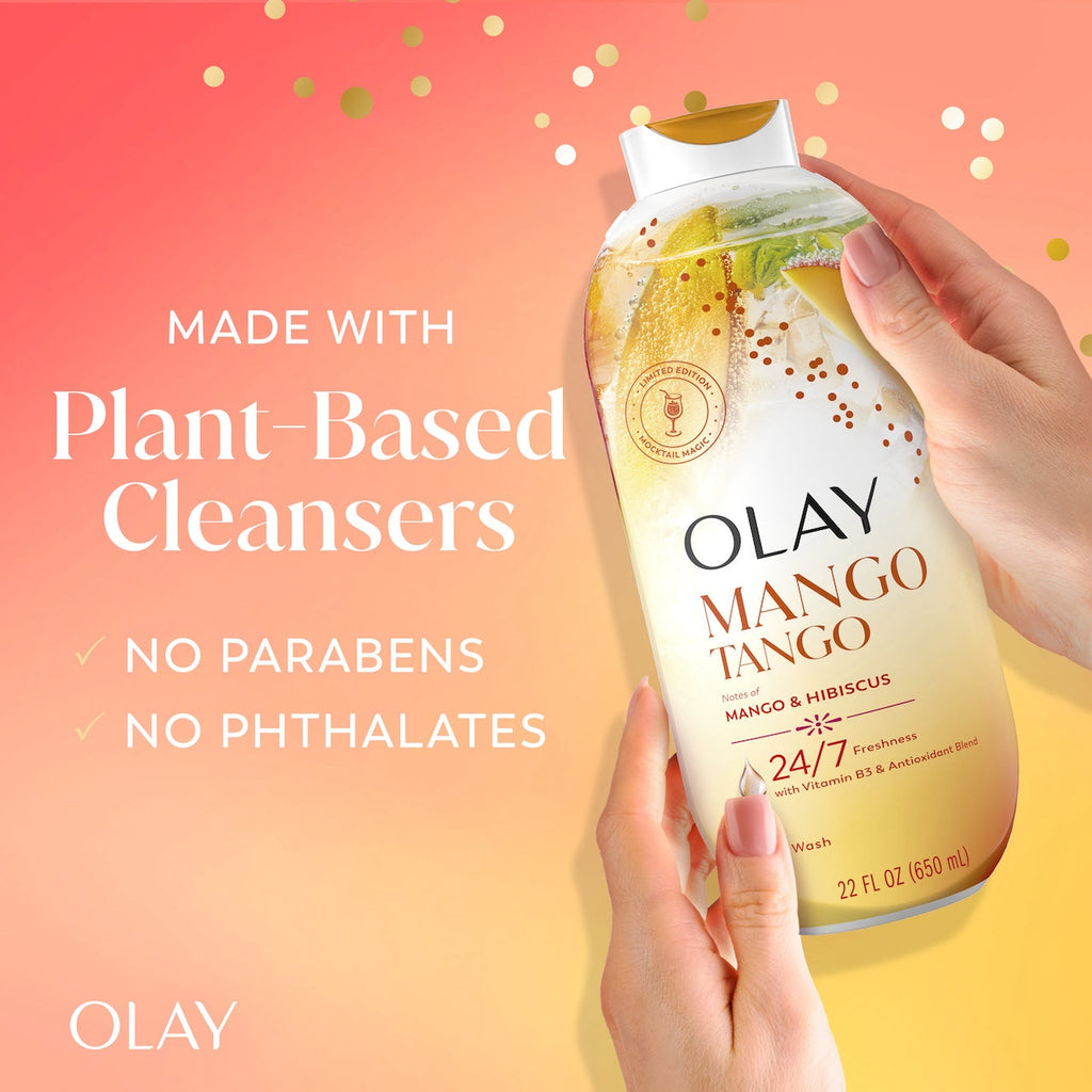 Olay Mango Tango Body Wash with Notes of Mango and Hibiscus. Vitamin B3 and Antioxidant Blend
