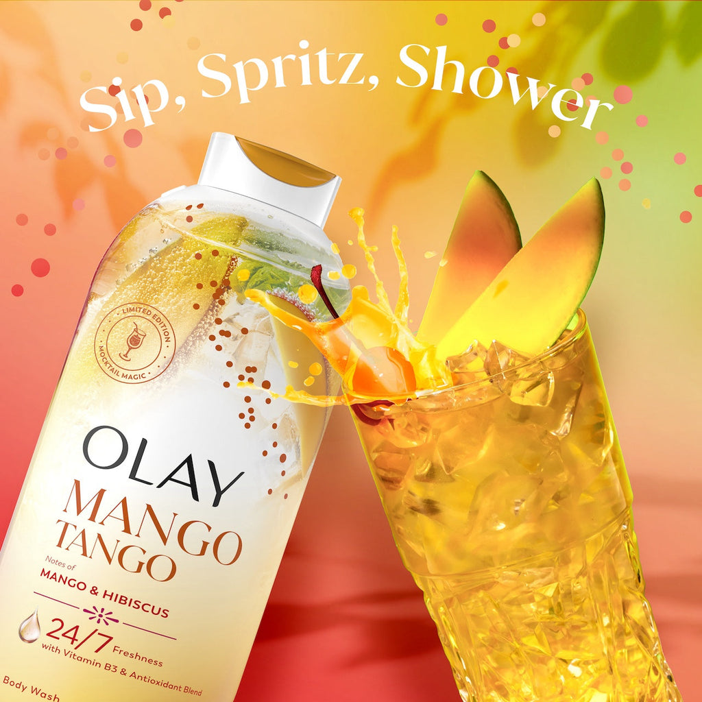 Olay Mango Tango Body Wash with Notes of Mango and Hibiscus. Vitamin B3 and Antioxidant Blend