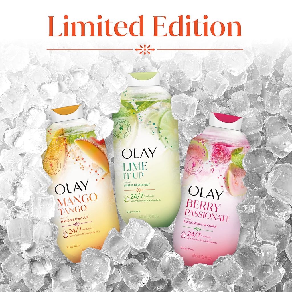 Olay Mango Tango Body Wash with Notes of Mango and Hibiscus. Vitamin B3 and Antioxidant Blend