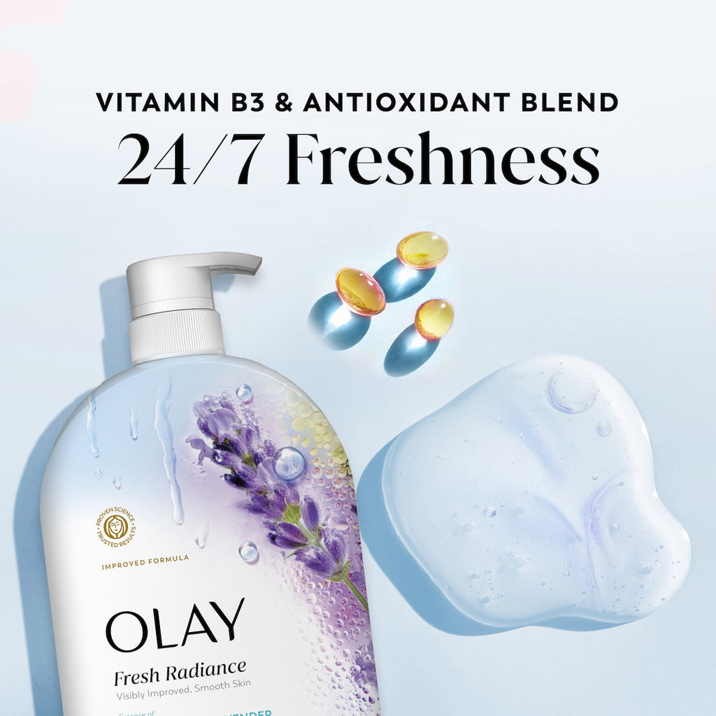 Olay Fresh Radiance Body Wash with Essence of Birch Water and Lavender. Vitamin B3 and Antioxidant Blend 35oz