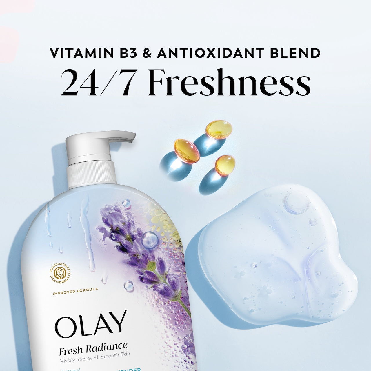 Olay Fresh Radiance Body Wash with Essence of Birch Water and Lavender. Vitamin B3 and Antioxidant Blend 35oz