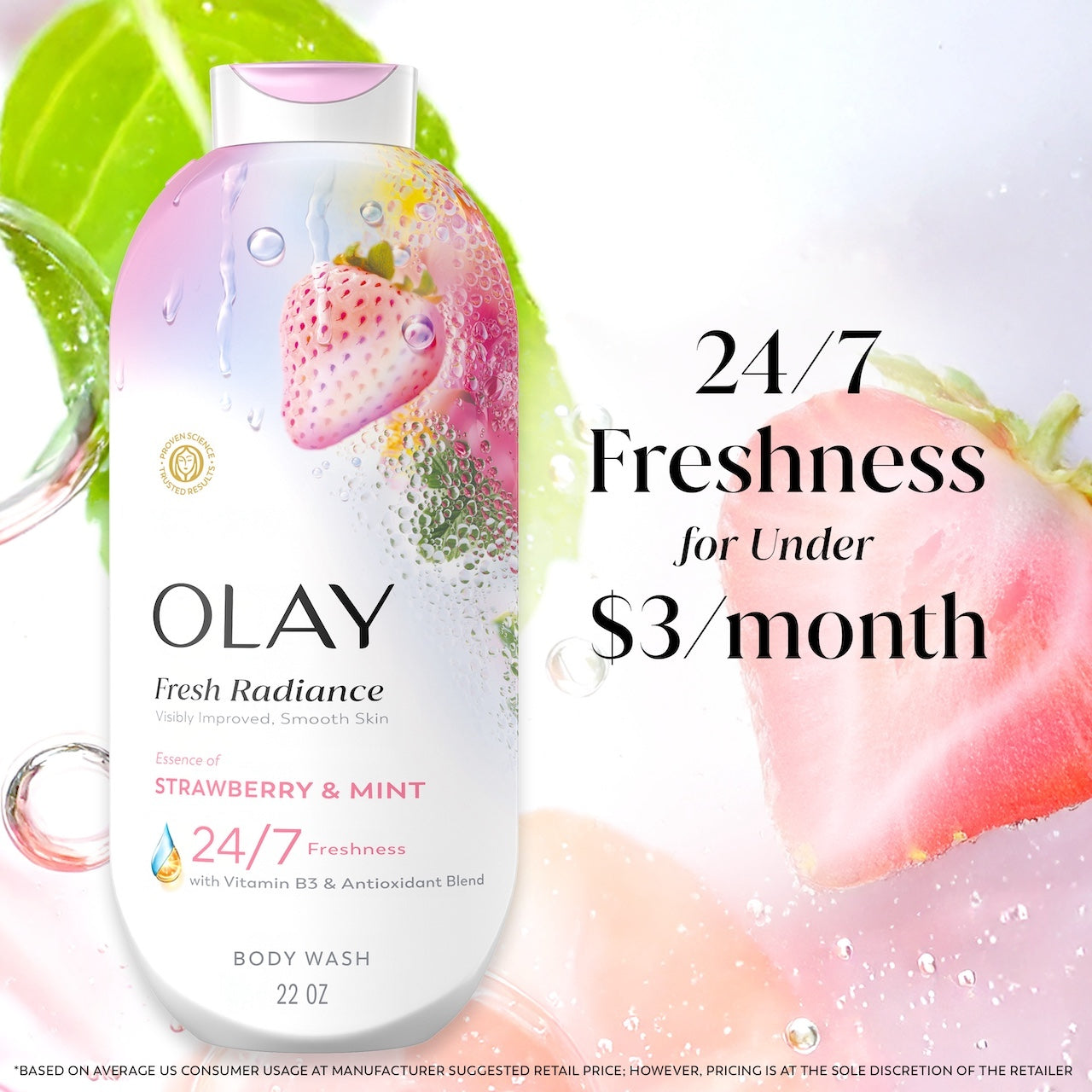 Olay Fresh Radiance Body Wash with Essence of Strawberry and Mint