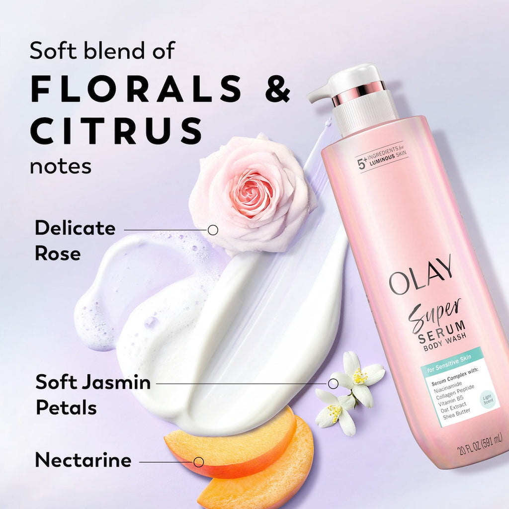 Olay Super Serum Body Wash for Sensitive Skin. 20oz. Serum Complex for Luminous Skin