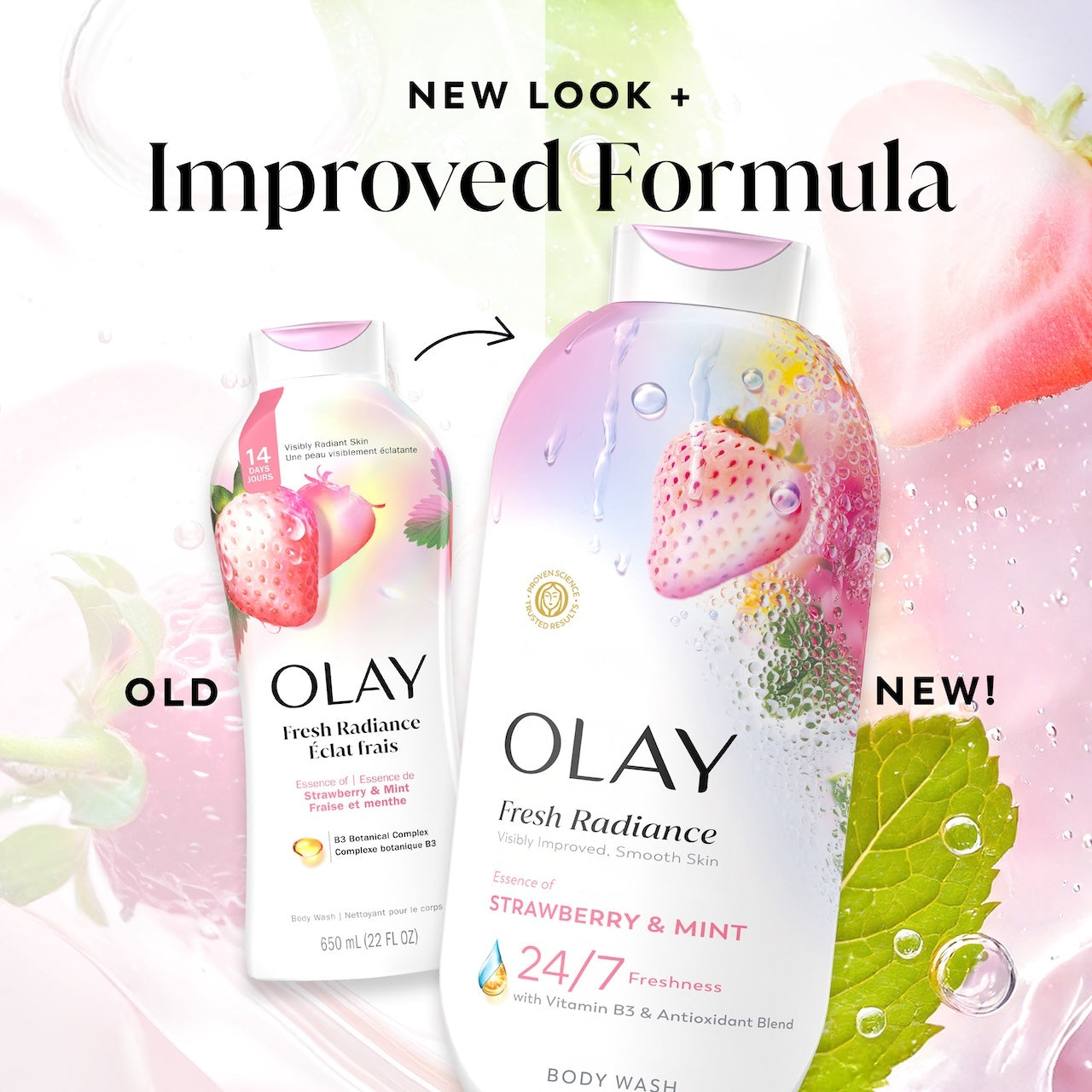 Olay Fresh Radiance Body Wash with Essence of Strawberry and Mint