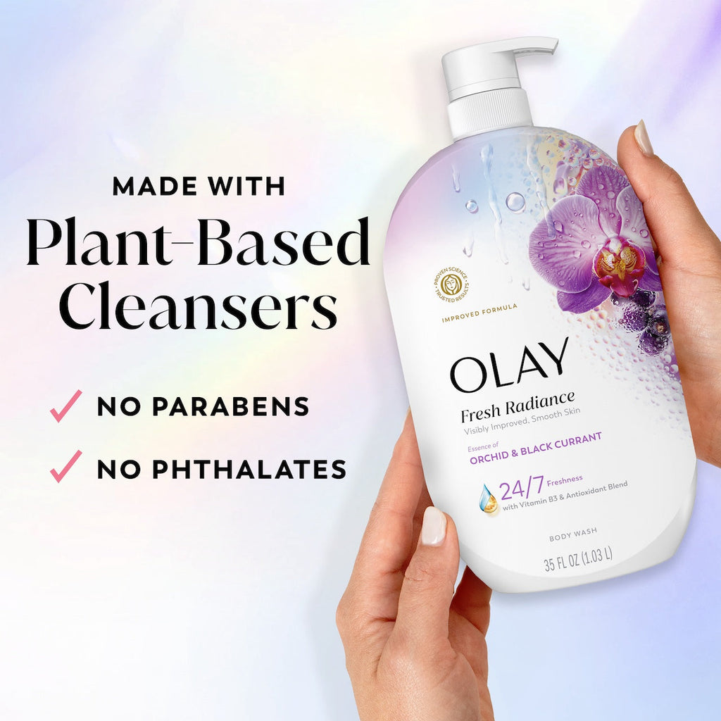 Olay Fresh Radiance Body Wash with Essence of Orchid and Black Currant. Vitamin B3 and Antioxidant Blend 35oz
