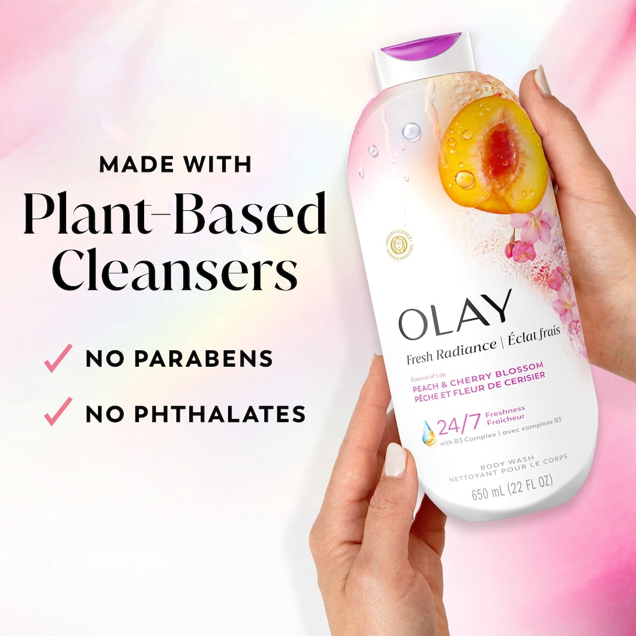 Olay Fresh Radiance Body Wash with Essence of Peach and Cherry Blossom. Vitamin B3 and Antioxidant Blend 22oz