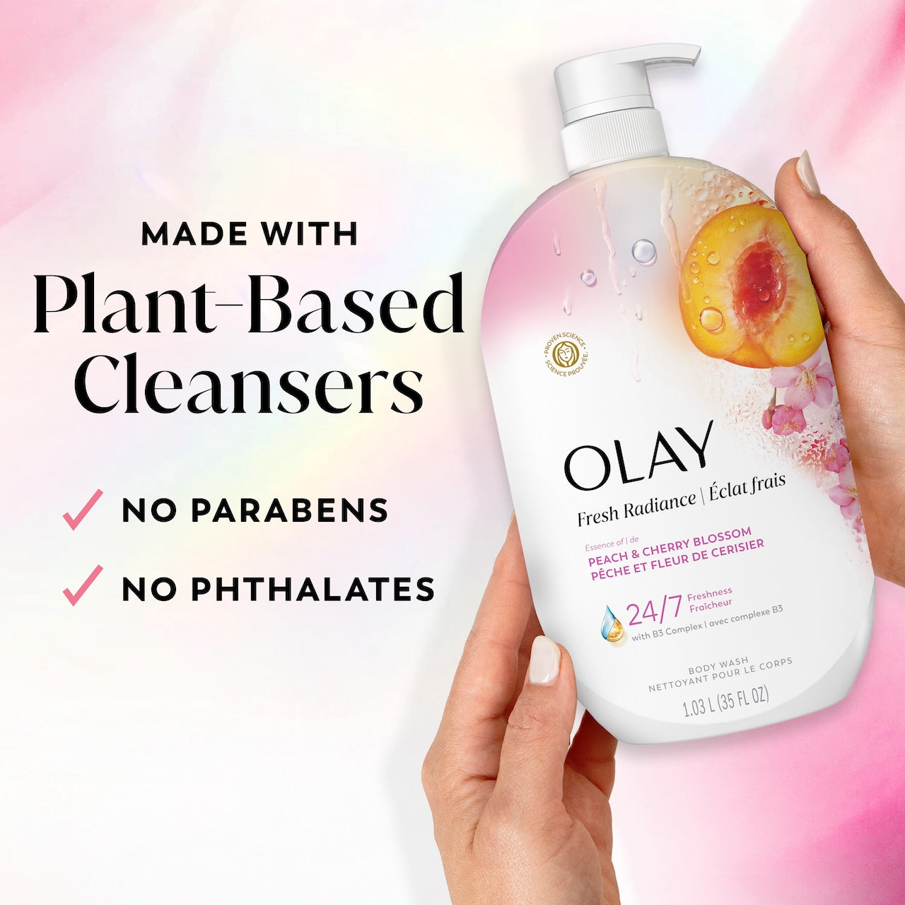 Olay Fresh Radiance Body Wash with Essence of Peach and Cherry Blossom. Vitamin B3 and Antioxidant Blend 35oz