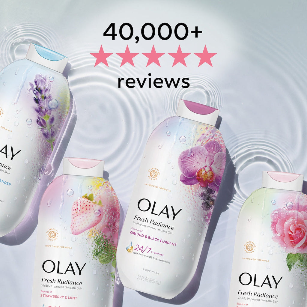 Olay Fresh Radiance Body Wash with Essence of Orchid and Black Currant. Vitamin B3 and Antioxidant Blend 35oz
