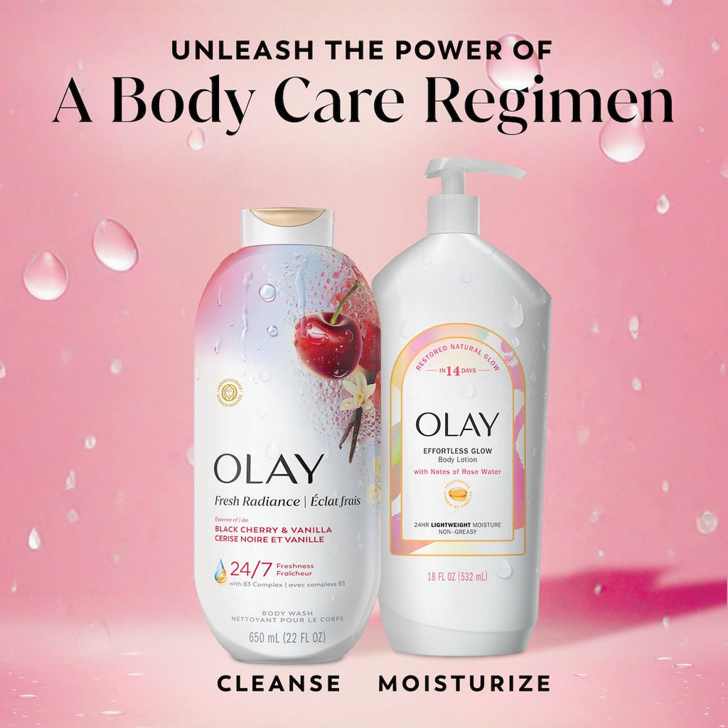 Olay Fresh Radiance Body Wash with Essence of Black Cherry and Vanilla. Vitamin B3 and Antioxidant Blend 22oz
